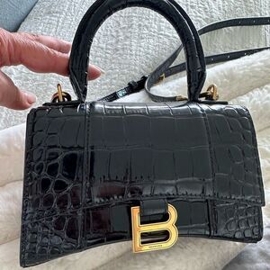 Balenciaga Black Croc-Embossed Mini Bag
